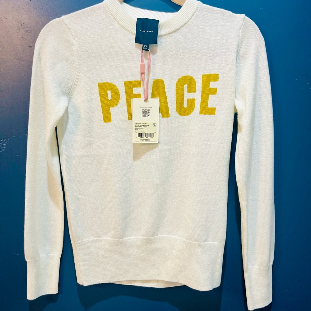 NWT Alex Marie Peace White Sweater